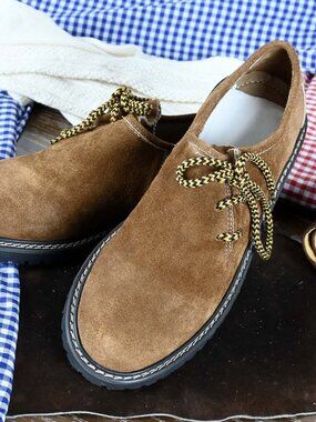 Men’s German Alpine Shoes Golden Brown  Bavarian Oktoberfest Footwear